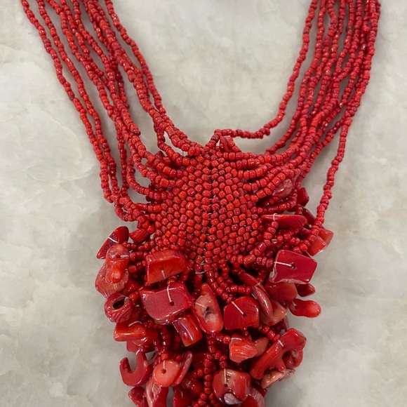 Boho chic multi strand coral necklace - Picture 7 of 8